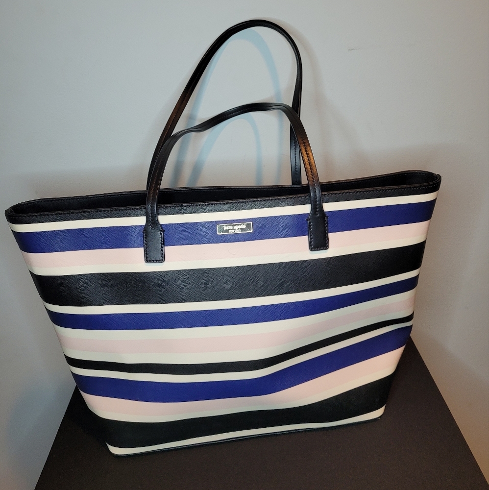 Kate Spade Shore Street Margareta Pink Navy Striped Handbag
